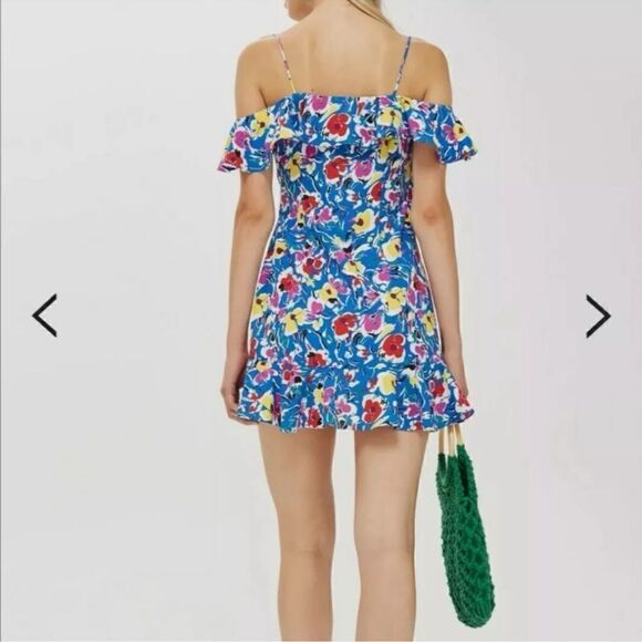 Top Shop Floral Blue Wrap Dress - Picture 4 of 15